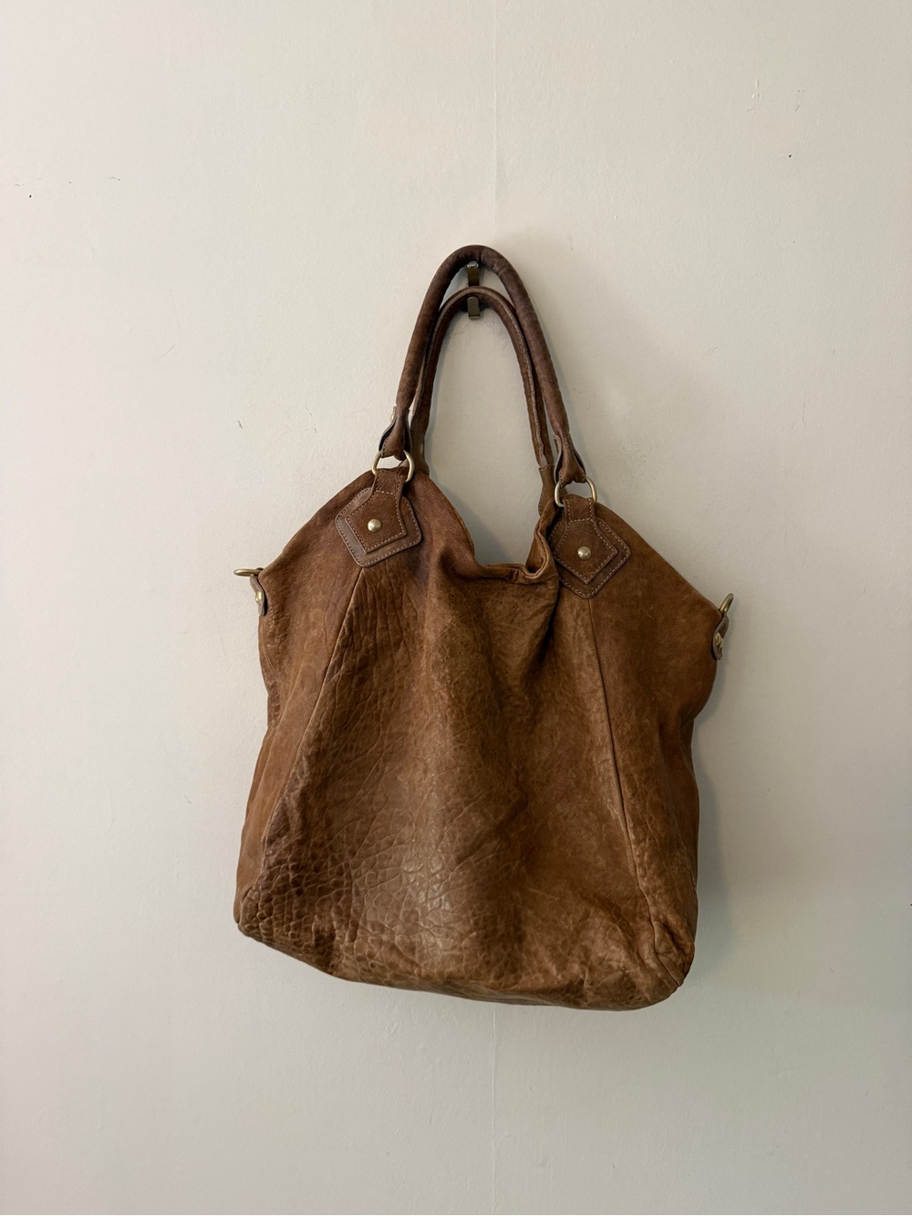 Brown Leather Slouchy Tote Bag - Classic Everyday Carryall